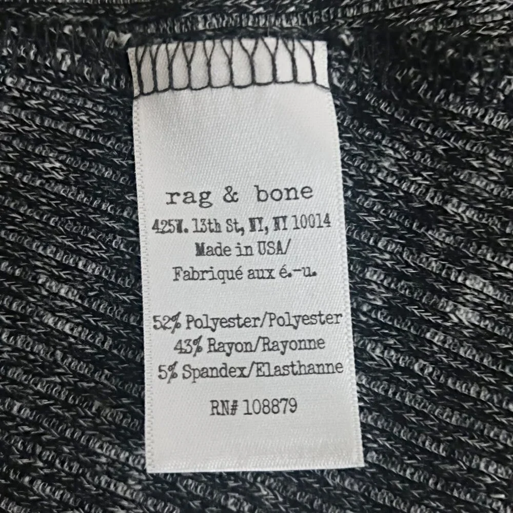 rag & bone Jean Womens V-Neck T-Shirt Black Gray Ribbing Cutout Back Size XS - Picture 9 of 10